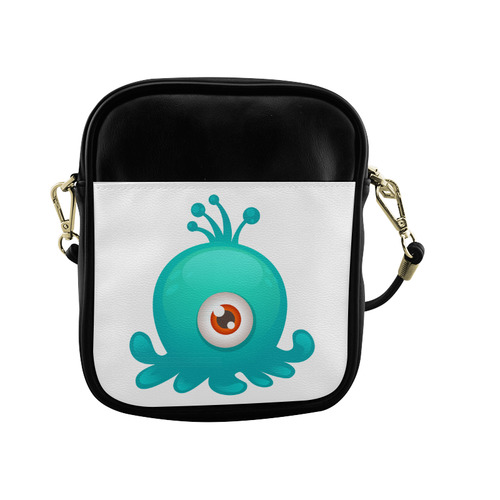 Blue Green Cute Octopus Monster One Eye Sling Bag (Model 1627)
