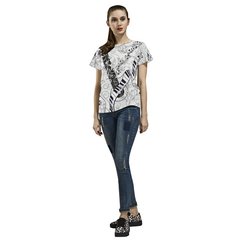 Guitar T shirt by Juleez All Over Print T-Shirt for Women (USA Size) (Model T40)