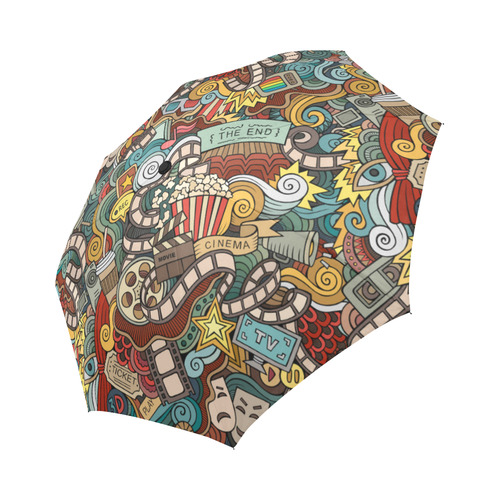 Cartoon Doodles Cinema Movie Film Auto-Foldable Umbrella (Model U04)