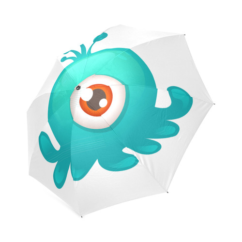 Blue Green Cute Octopus Monster One Eye Foldable Umbrella (Model U01)