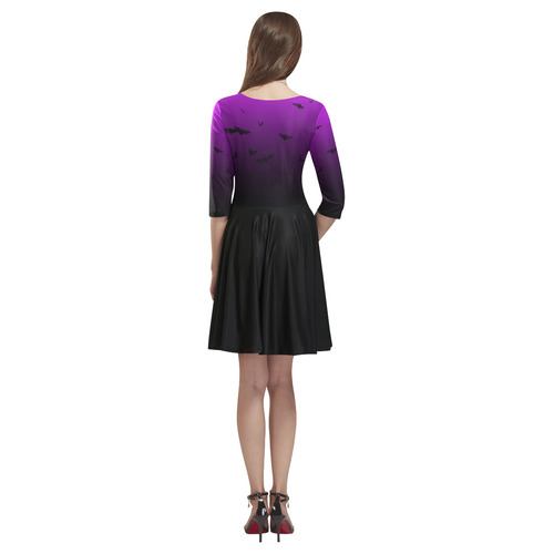 Purple Gothic Bat Tethys Half-Sleeve Skater Dress(Model D20)
