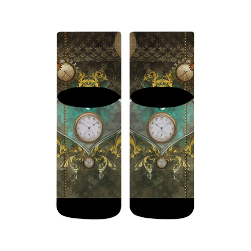 Steampunk, elegant design with heart Quarter Socks