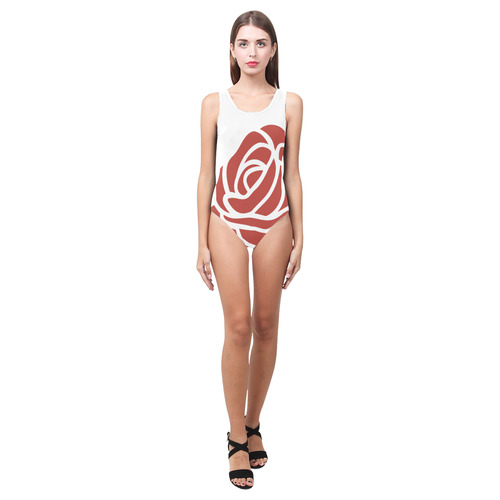 Red Rose Vest One Piece Swimsuit (Model S04)