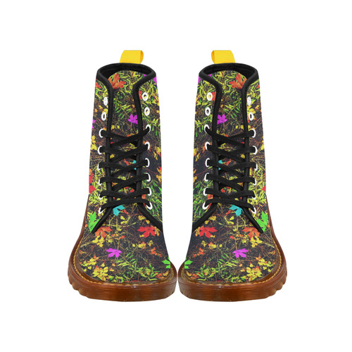 maple leaf in blue red green yellow pink orange with green creepers plants background Martin Boots For Men Model 1203H