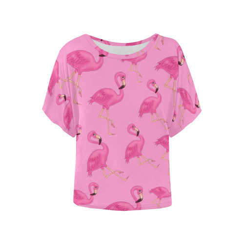 FLAMINGO TOP Women's Batwing-Sleeved Blouse T shirt (Model T44)