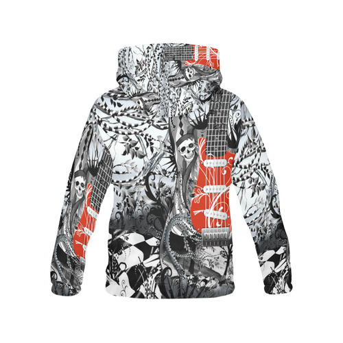 Print Hoodie Skeleton Red Guitar All Over Print Hoodie for Men (USA Size) (Model H13)