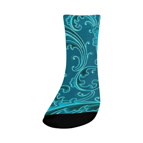 Vintage Swirls Teal Turquoise Crew Socks