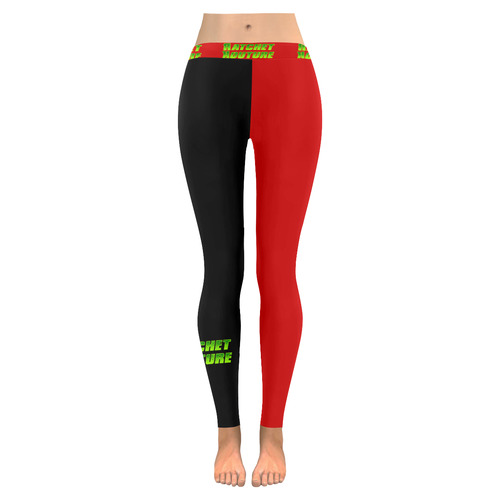 Black/Red leggings Women's Low Rise Leggings (Invisible Stitch) (Model L05)