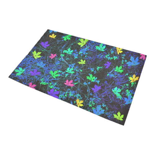 maple leaf in pink green purple blue yellow with blue creepers plants background Bath Rug 20''x 32''