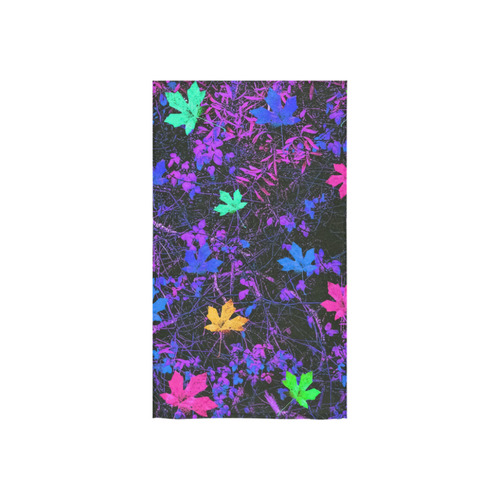 maple leaf in pink blue green yellow purple with pink and purple creepers plants background Custom Towel 16"x28"