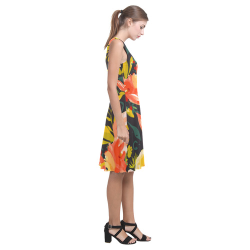 Watercolor Autumn Floral Atalanta Casual Sundress(Model D04)