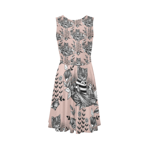 cat set - cat in nest pattern Sleeveless Ice Skater Dress (D19)