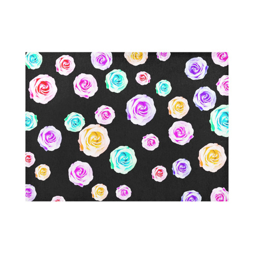 colorful roses in pink purple green yellow with black background Placemat 14’’ x 19’’