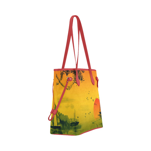 Sunset Orient Escape Clover Canvas Tote Bag (Model 1661)