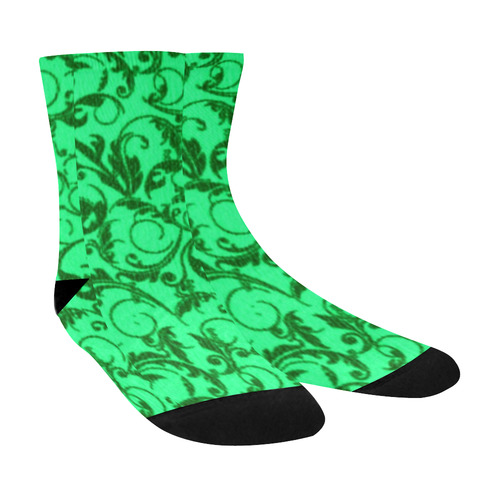Vintage Swirls Green Crew Socks
