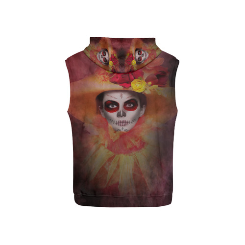 Sugarskull Summer Girl All Over Print Sleeveless Hoodie for Kid (Model H15)