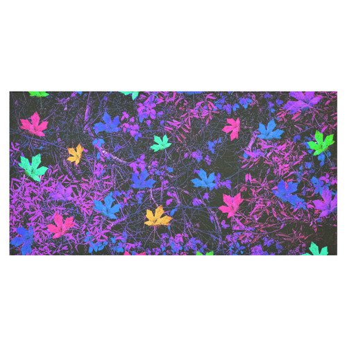 maple leaf in pink blue green yellow purple with pink and purple creepers plants background Cotton Linen Tablecloth 60"x120"