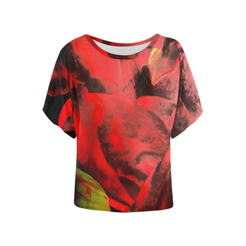 Holiday Drama Blouse Women's Batwing-Sleeved Blouse T shirt (Model T44)