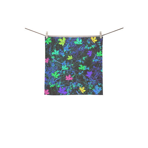 maple leaf in pink green purple blue yellow with blue creepers plants background Square Towel 13“x13”