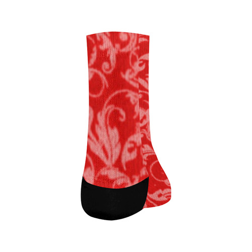 Vintage Swirls Coral Red Crew Socks