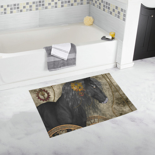 Beautiful wild horse with steampunk elements Bath Rug 20''x 32''