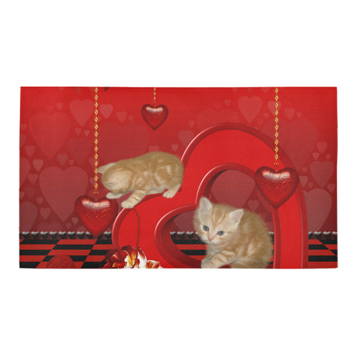 Cute kitten with hearts Bath Rug 16''x 28''
