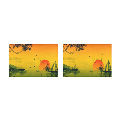Sunset Orient Escape Placemat 12’’ x 18’’ (Two Pieces)