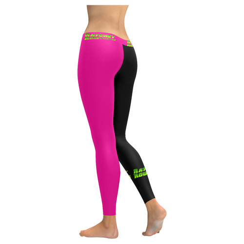 black/pink leggings Women's Low Rise Leggings (Invisible Stitch) (Model L05)