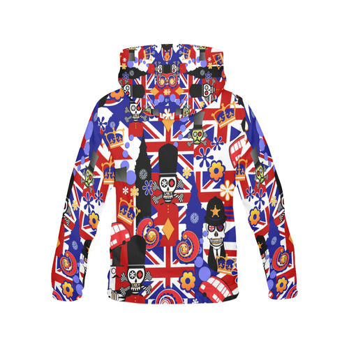 UK London Flag Brit Sugar Skull Print All Over Print Hoodie for Men (USA Size) (Model H13)