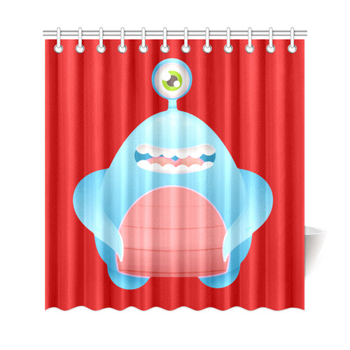 Cute Blue Monster Nice Teeth One Eye Shower Curtain 69"x72"
