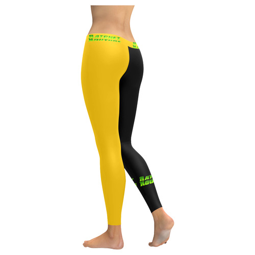 Black/yellow leggings Women's Low Rise Leggings (Invisible Stitch) (Model L05)