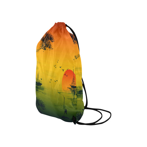 Sunset Orient Escape Small Drawstring Bag Model 1604 (Twin Sides) 11"(W) * 17.7"(H)