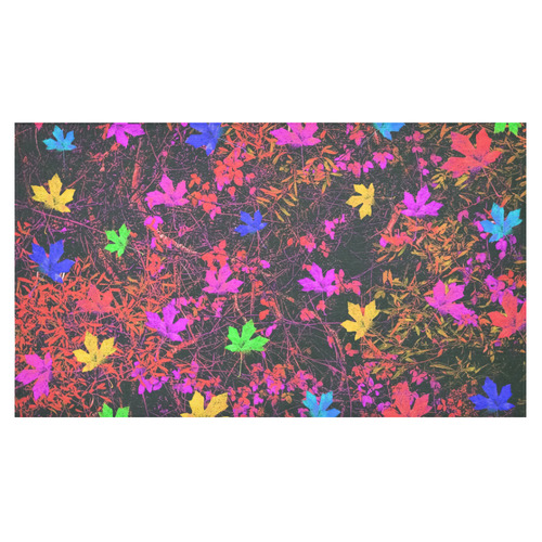 maple leaf in yellow green pink blue red with red and orange creepers plants background Cotton Linen Tablecloth 60"x 104"
