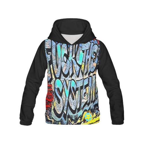 FUCK THE SYSTEM GRAFFITI All Over Print Hoodie for Women (USA Size) (Model H13)