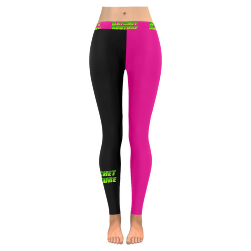 black/pink leggings Women's Low Rise Leggings (Invisible Stitch) (Model L05)