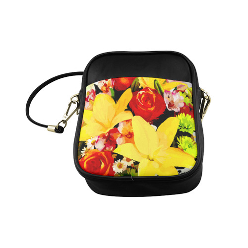 Summer Flowers Floral Red Yellow Watercolor Sling Bag (Model 1627)