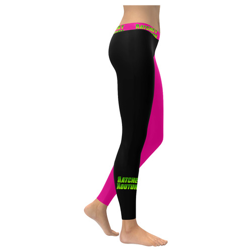 black/pink leggings Women's Low Rise Leggings (Invisible Stitch) (Model L05)