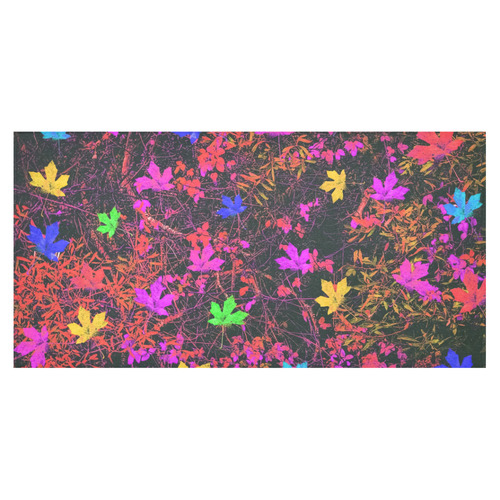 maple leaf in yellow green pink blue red with red and orange creepers plants background Cotton Linen Tablecloth 60"x120"