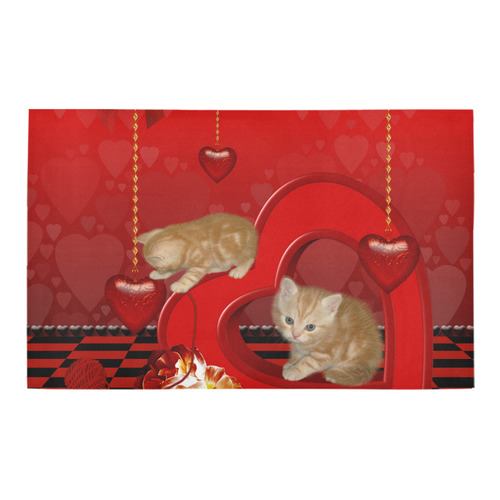 Cute kitten with hearts Bath Rug 20''x 32''