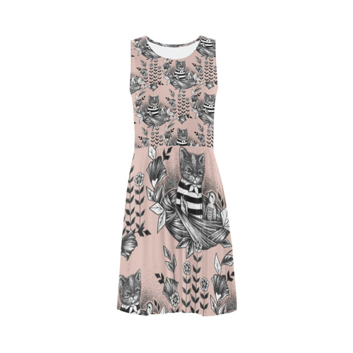 cat set - cat in nest pattern Sleeveless Ice Skater Dress (D19)