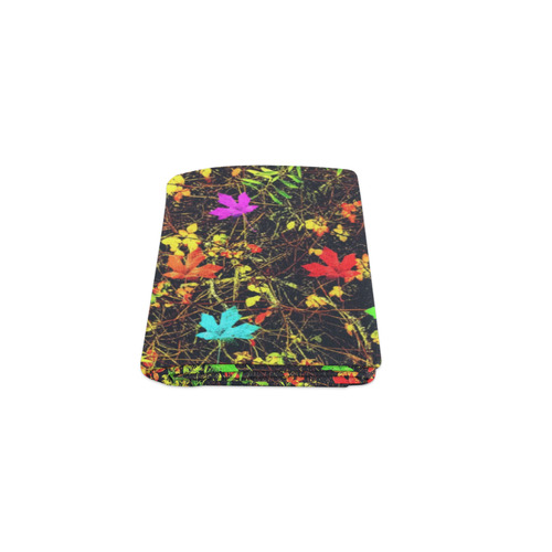 maple leaf in blue red green yellow pink orange with green creepers plants background Blanket 40"x50"