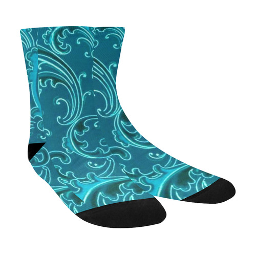 Vintage Swirls Teal Turquoise Crew Socks