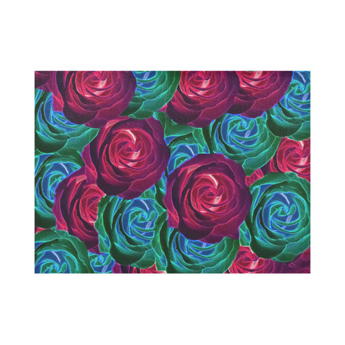 closeup blooming roses in red blue and green Placemat 14’’ x 19’’