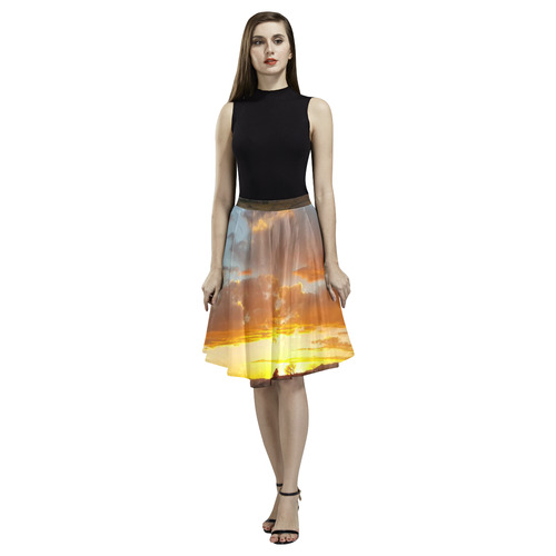 Sunset Melete Pleated Midi Skirt (Model D15)