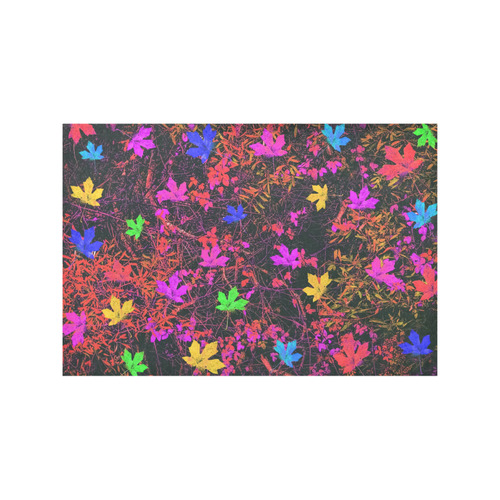 maple leaf in yellow green pink blue red with red and orange creepers plants background Placemat 12’’ x 18’’ (Two Pieces)