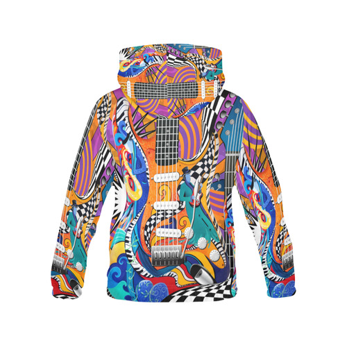 Print Hoodie Rock Guitar Pop Art Print All Over Print Hoodie for Men (USA Size) (Model H13)