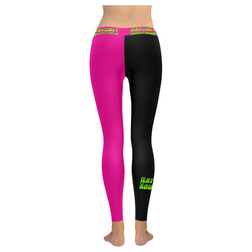 black/pink leggings Women's Low Rise Leggings (Invisible Stitch) (Model L05)