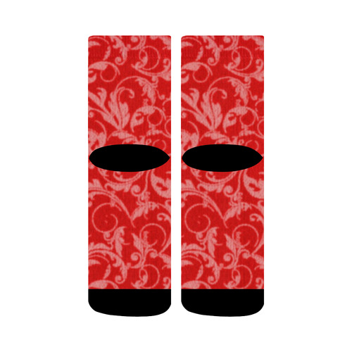 Vintage Swirls Coral Red Crew Socks