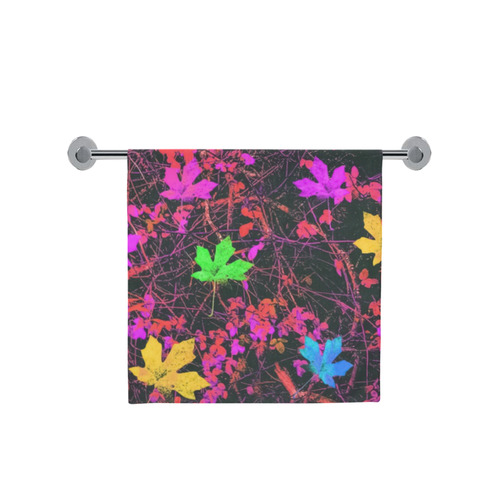 maple leaf in yellow green pink blue red with red and orange creepers plants background Bath Towel 30"x56"