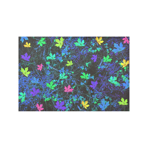 maple leaf in pink green purple blue yellow with blue creepers plants background Placemat 12’’ x 18’’ (Four Pieces)